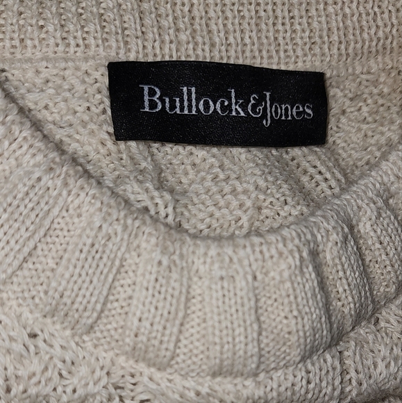 SOLD Men's Pullover Sweater Large 100% Alpaca Beige Cream Cable Knit Casual - Picture 5 of 7